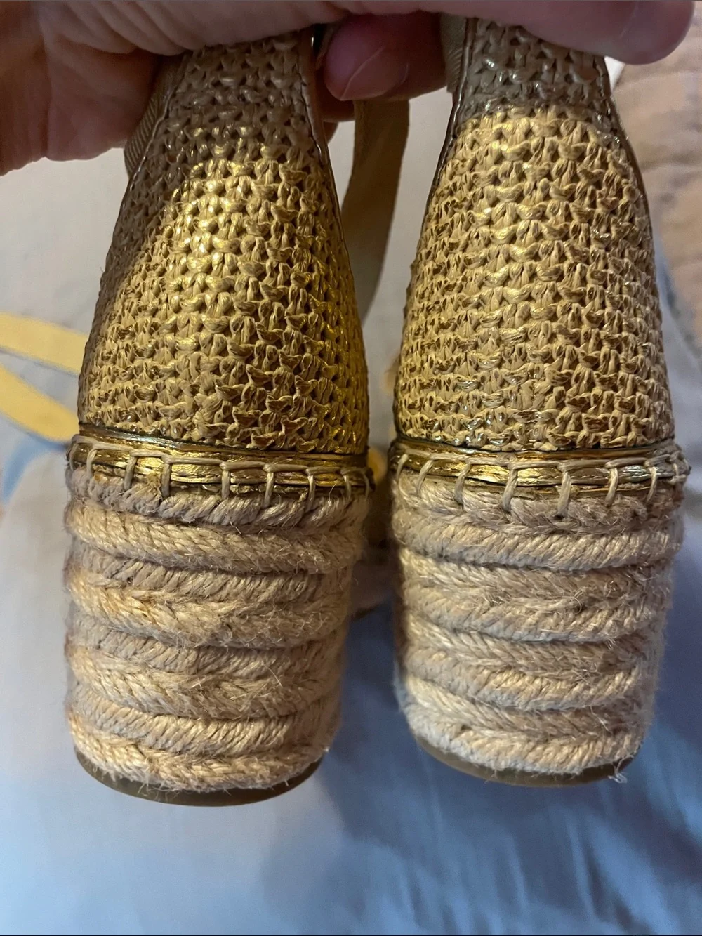 NWOT Sarto by Franco Sarto Casey Wedge Espadrilles in Gold Size 8M
